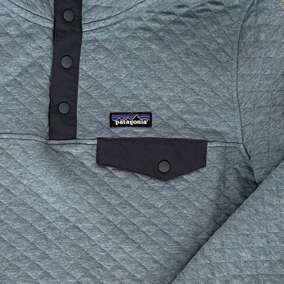 Patagonia Quilt Snap T Pullover Womens Medium Wavy Blue Cotton Cozy Layer 25282 - Picture 4 of 10